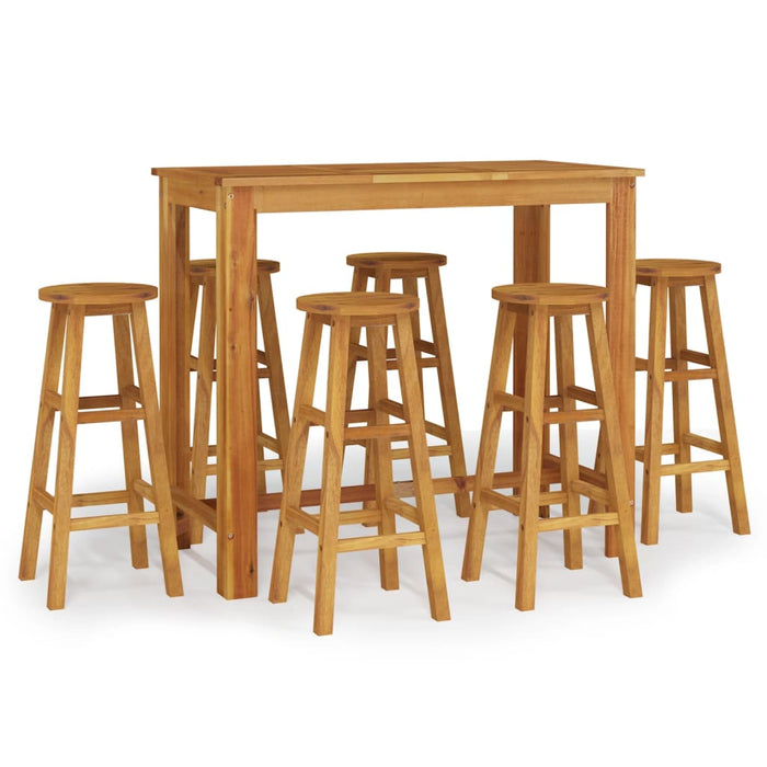 7 Piece Garden Bar Set Solid Wood Acacia Topatkp
