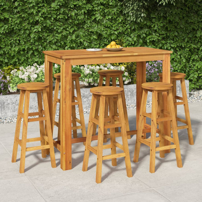 7 Piece Garden Bar Set Solid Wood Acacia Topatkp