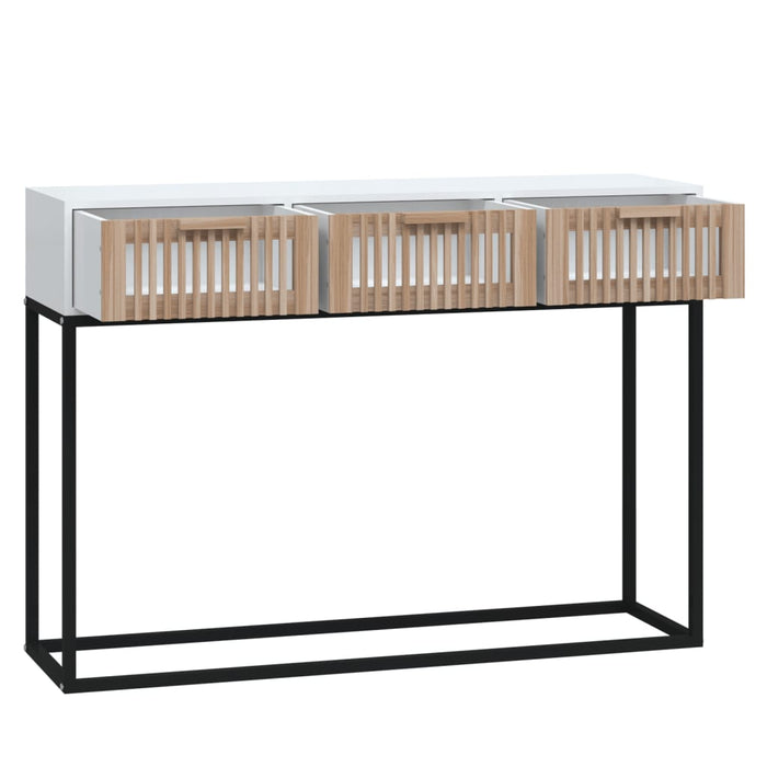 Console Table White 105X30X75 Cm Engineered Wood And Iron Tpxobl