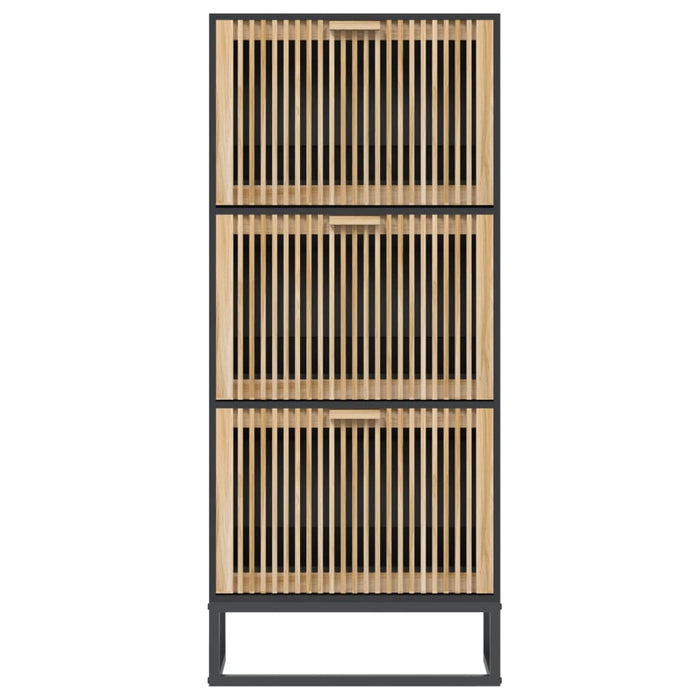 Shoe Cabinet Black 52X25X120 Cm Engineered Wood Tpxoxn