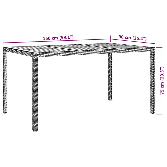 Garden Dining Table Black 150 X 90 X 75 Cm Poly Rattan Tlxpaa