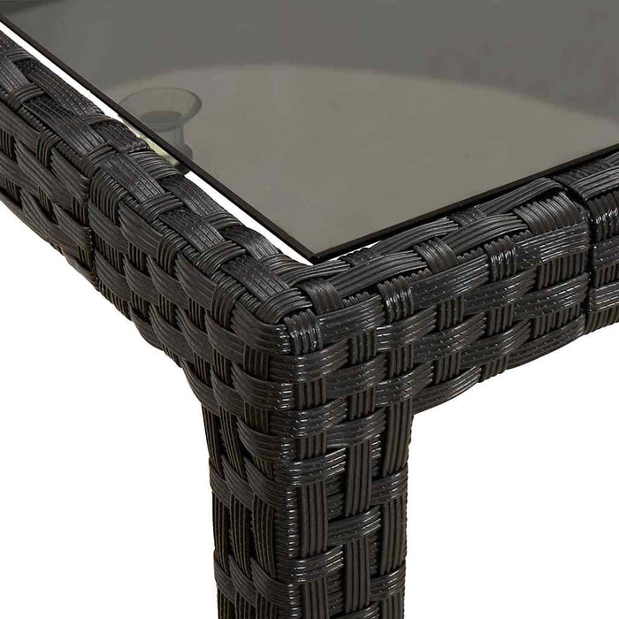 Garden Dining Table Black 250X100X75 Cm Poly Rattan Tlxppa
