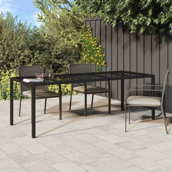 Garden Dining Table Black 250X100X75 Cm Poly Rattan Tlxppa