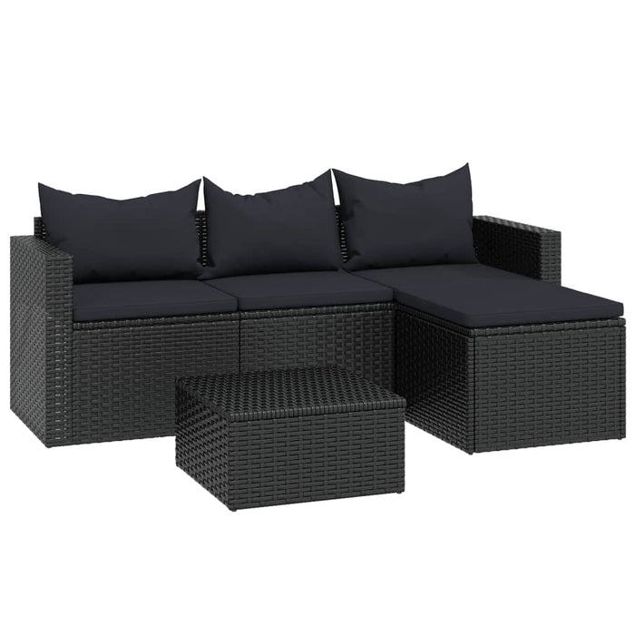 Garden Lounge Set Black Poly Rattan Tlxttb