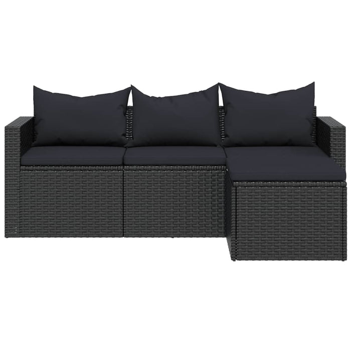 Garden Lounge Set Black Poly Rattan Tlxttb