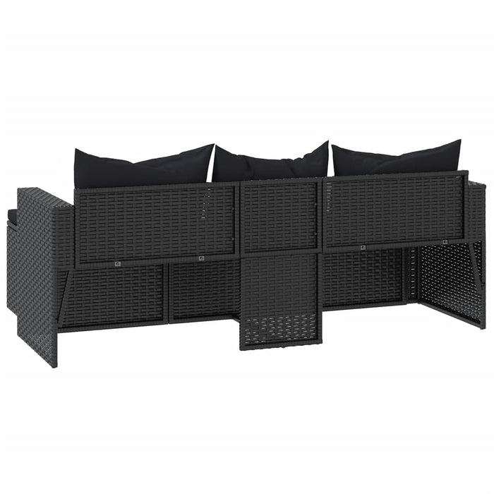 Garden Lounge Set Black Poly Rattan Tlxttb