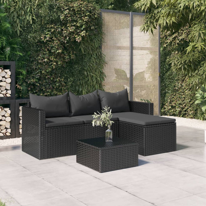 Garden Lounge Set Black Poly Rattan Tlxttb