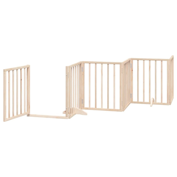 Dog Gate With Door Foldable 6 Panels 300 Cm Poplar Wood Tpxoit