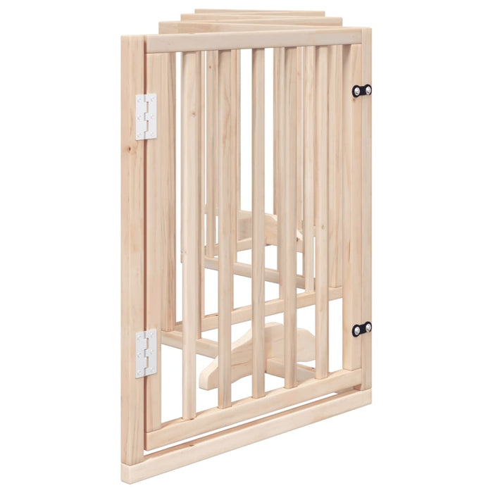 Dog Gate With Door Foldable 6 Panels 300 Cm Poplar Wood Tpxoit