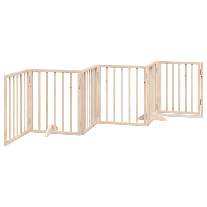 Dog Gate With Door Foldable 6 Panels 300 Cm Poplar Wood Tpxoit
