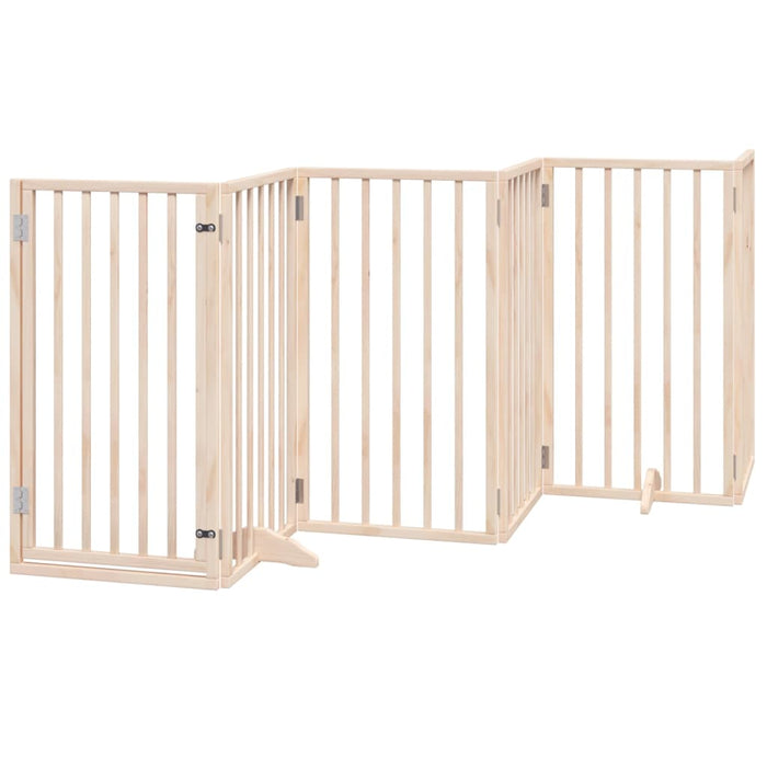 Dog Gate With Door Foldable 6 Panels 300 Cm Poplar Wood Tpxoip