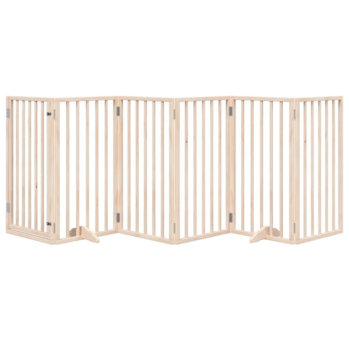 Dog Gate With Door Foldable 6 Panels 300 Cm Poplar Wood Tpxoip