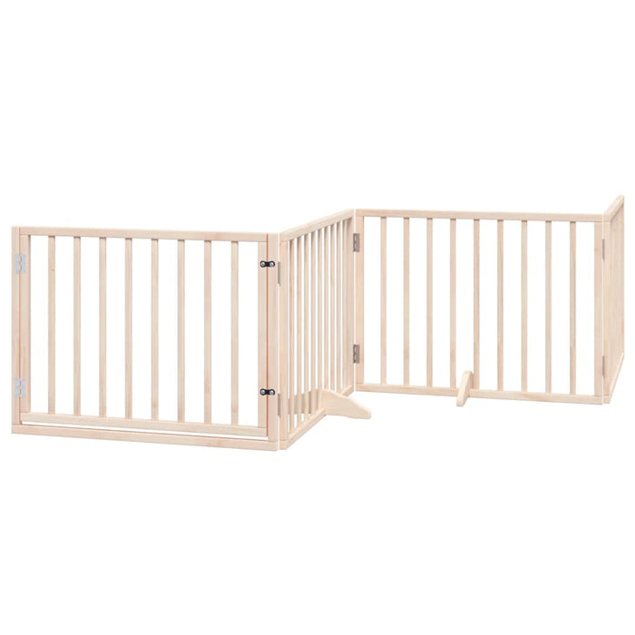 Dog Gate With Door Foldable 4 Panels 320 Cm Poplar Wood Tpxoii