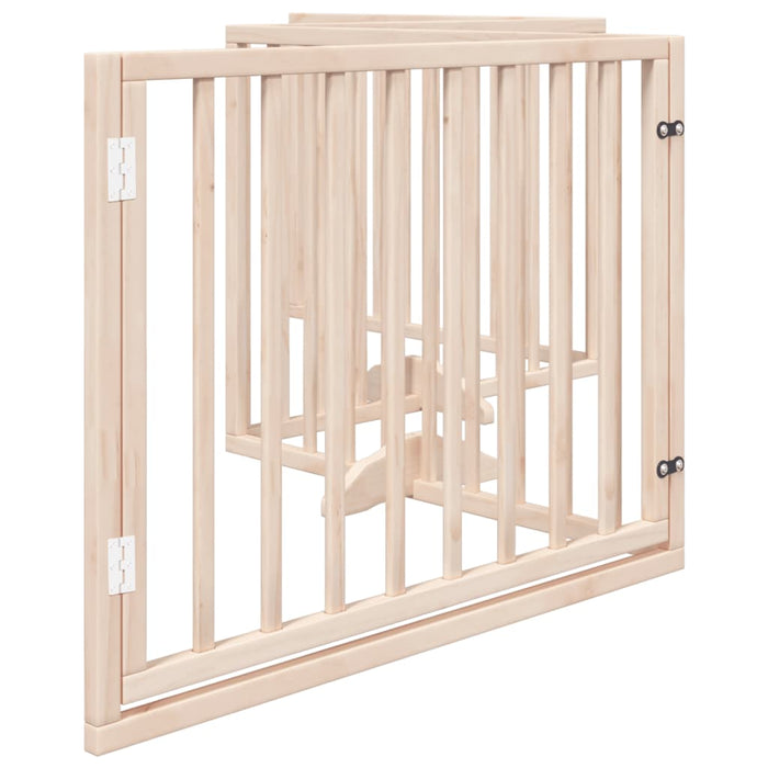 Dog Gate With Door Foldable 4 Panels 320 Cm Poplar Wood Tpxoii