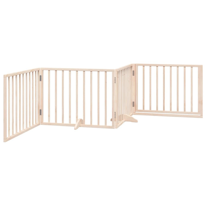 Dog Gate With Door Foldable 4 Panels 320 Cm Poplar Wood Tpxoii