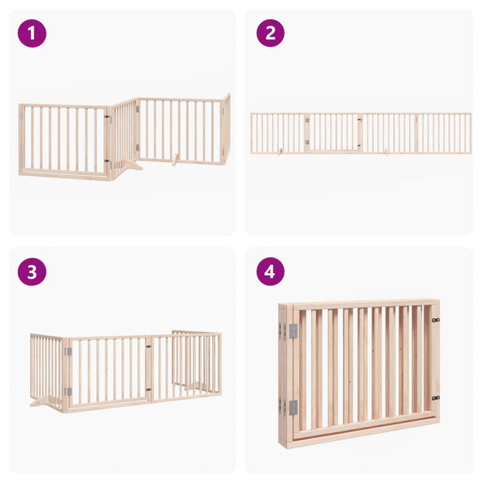 Dog Gate With Door Foldable 4 Panels 320 Cm Poplar Wood Tpxoii