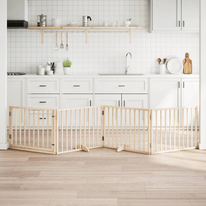 Dog Gate With Door Foldable 4 Panels 320 Cm Poplar Wood Tpxoii