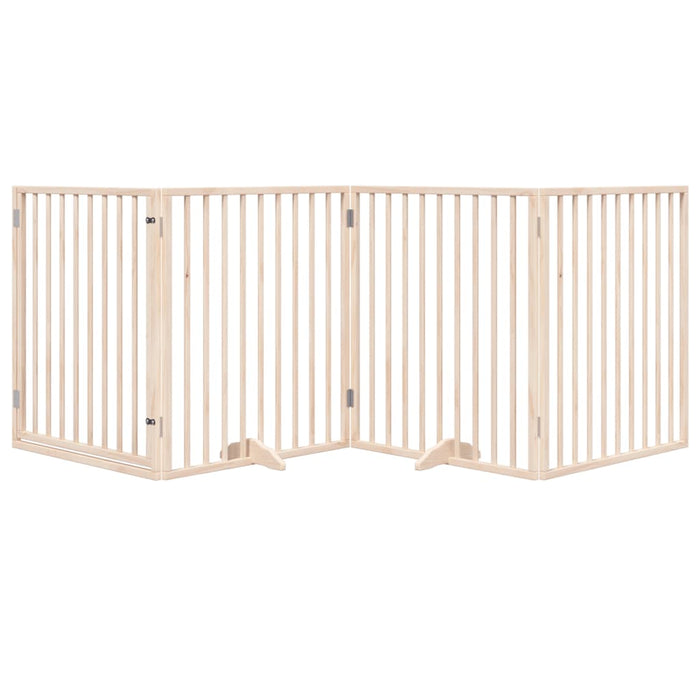 Dog Gate With Door Foldable 4 Panels 320 Cm Poplar Wood Tpxoik