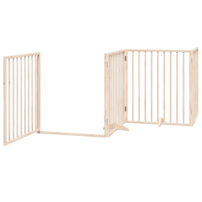 Dog Gate With Door Foldable 4 Panels 320 Cm Poplar Wood Tpxoik