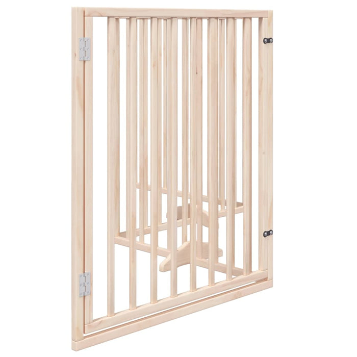 Dog Gate With Door Foldable 4 Panels 320 Cm Poplar Wood Tpxoik