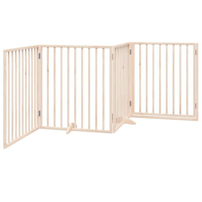 Dog Gate With Door Foldable 4 Panels 320 Cm Poplar Wood Tpxoik