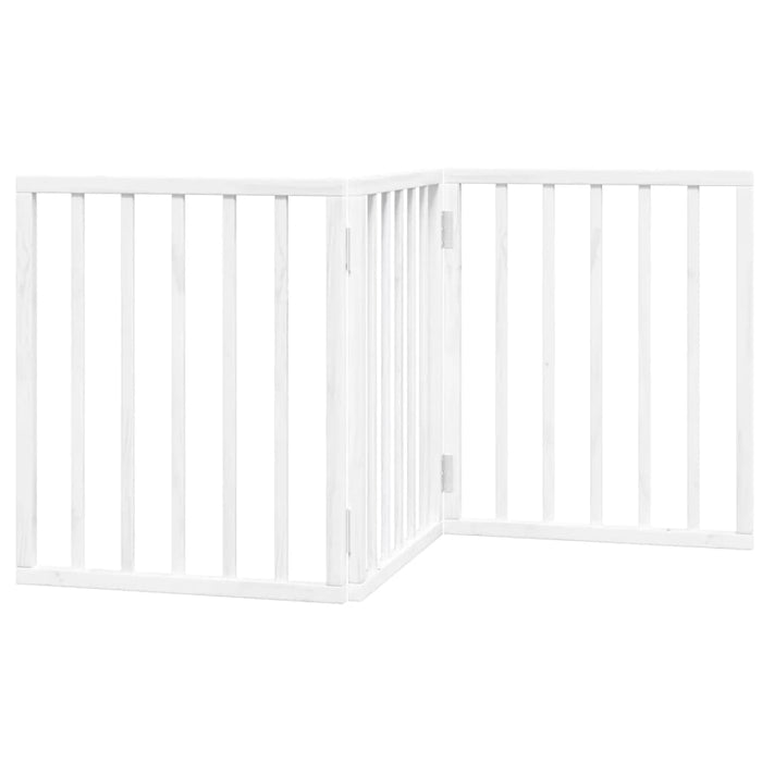 Dog Gate Foldable 3 Panels White 150 Cm Poplar Wood Tpxonb