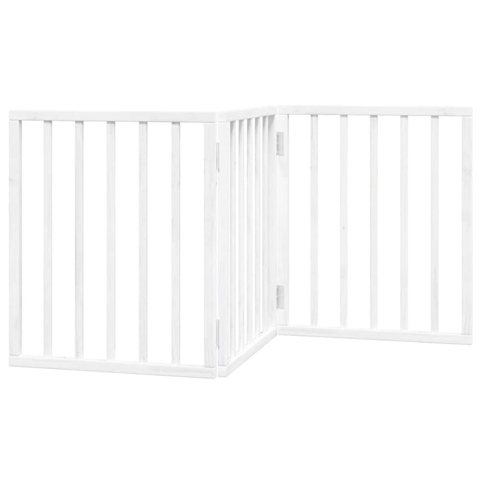 Dog Gate Foldable 3 Panels White 150 Cm Poplar Wood Tpxonb