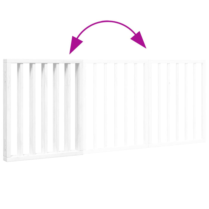 Dog Gate Foldable 3 Panels White 150 Cm Poplar Wood Tpxonb