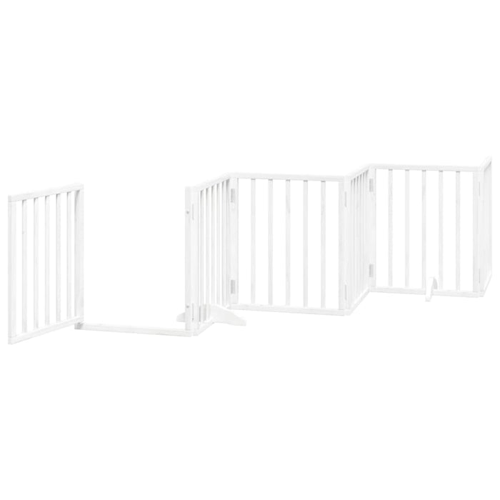 Dog Gate With Door Foldable 6 Panels White 300 Cm Poplar Wood Tpxono
