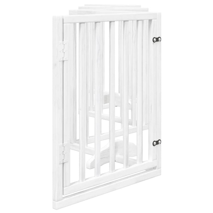 Dog Gate With Door Foldable 6 Panels White 300 Cm Poplar Wood Tpxono