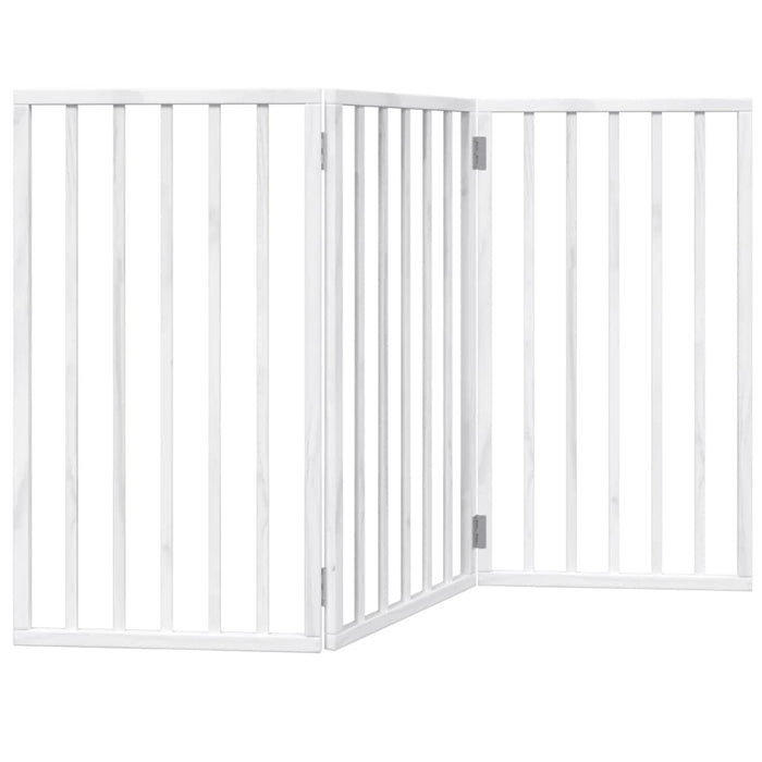 Dog Gate Foldable 3 Panels White 150 Cm Poplar Wood Tpxonx