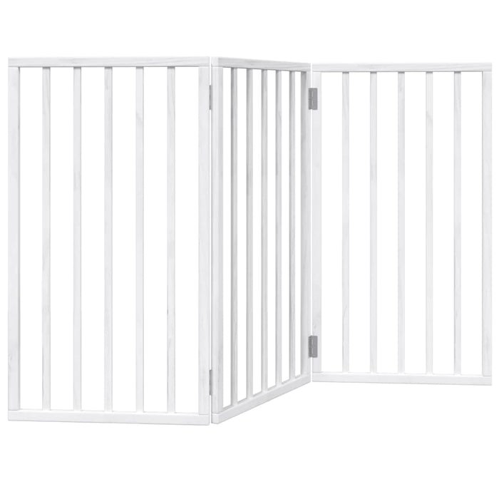 Dog Gate Foldable 3 Panels White 150 Cm Poplar Wood Tpxonx