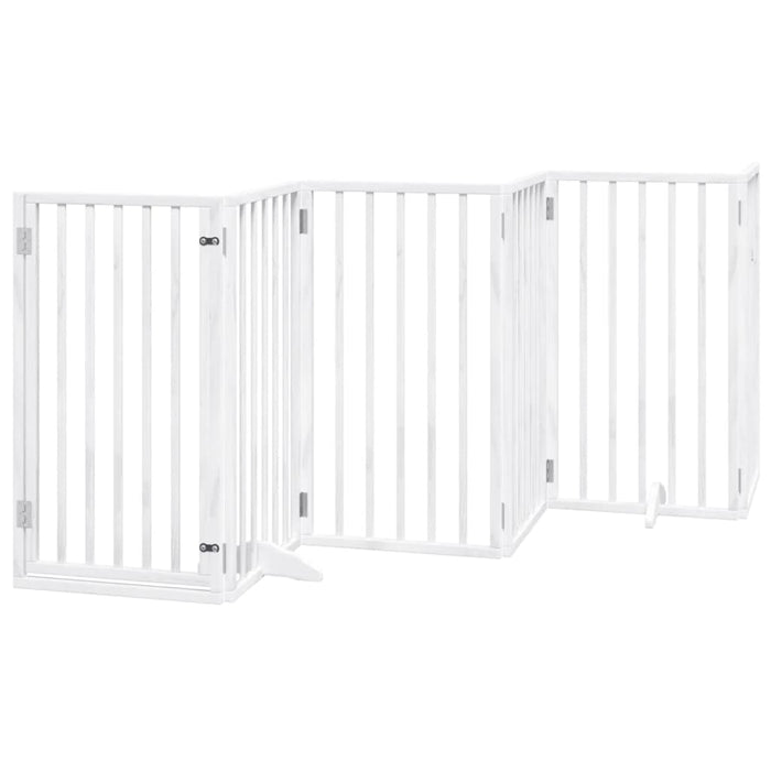 Dog Gate With Door Foldable 6 Panels White 300 Cm Poplar Wood Tpxont