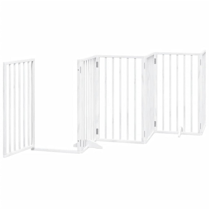 Dog Gate With Door Foldable 6 Panels White 300 Cm Poplar Wood Tpxont