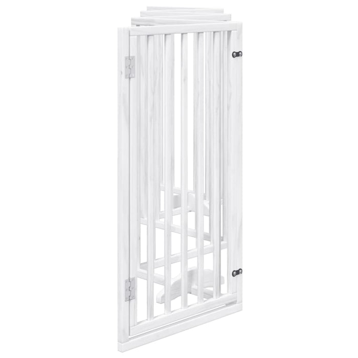 Dog Gate With Door Foldable 6 Panels White 300 Cm Poplar Wood Tpxont