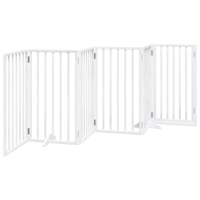 Dog Gate With Door Foldable 6 Panels White 300 Cm Poplar Wood Tpxont