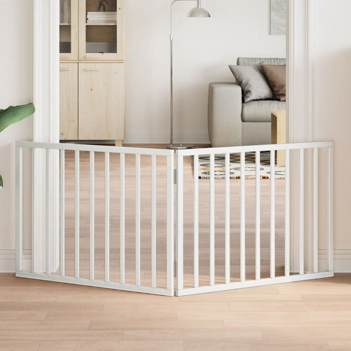 Dog Gate Foldable 2 Panels White 160 Cm Poplar Wood Tpxona