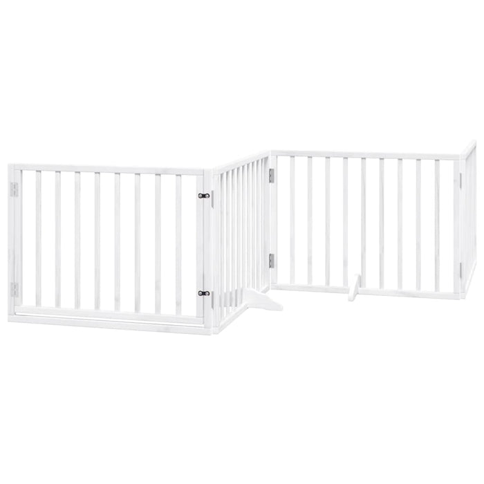 Dog Gate With Door Foldable 4 Panels White 320 Cm Poplar Wood Tpxonp