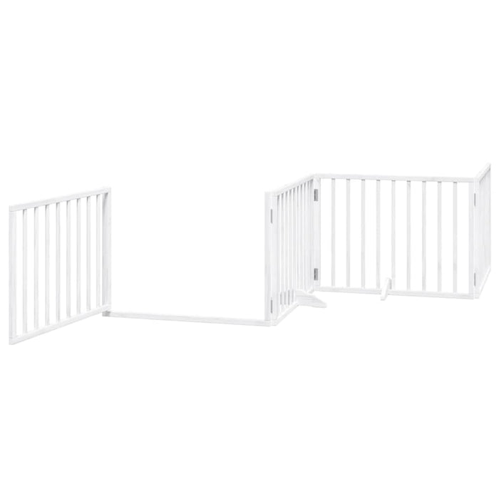 Dog Gate With Door Foldable 4 Panels White 320 Cm Poplar Wood Tpxonp