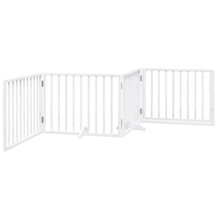 Dog Gate With Door Foldable 4 Panels White 320 Cm Poplar Wood Tpxonp