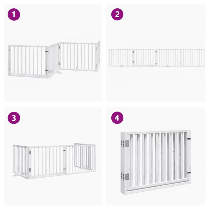 Dog Gate With Door Foldable 4 Panels White 320 Cm Poplar Wood Tpxonp