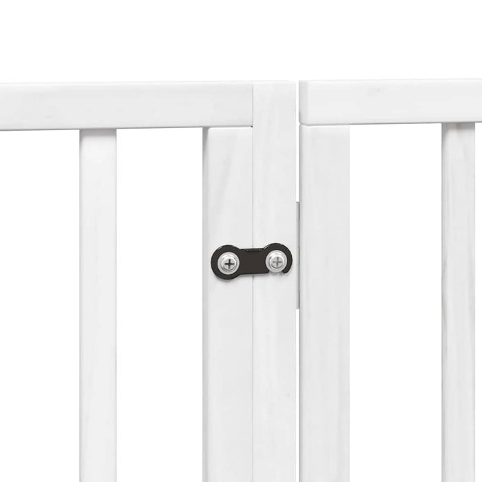 Dog Gate With Door Foldable 4 Panels White 320 Cm Poplar Wood Tpxonp