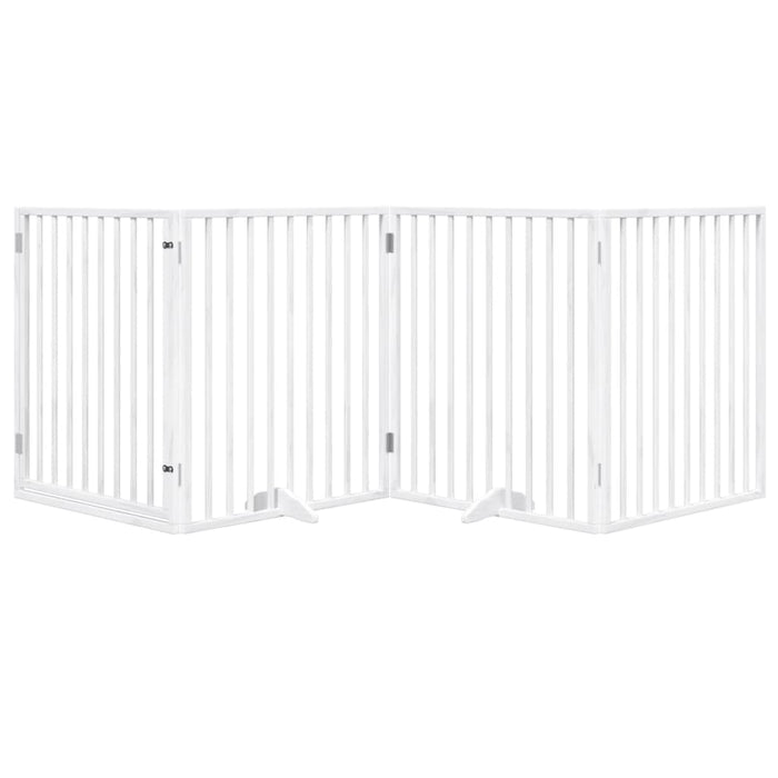 Dog Gate With Door Foldable 4 Panels White 320 Cm Poplar Wood Tpxoni