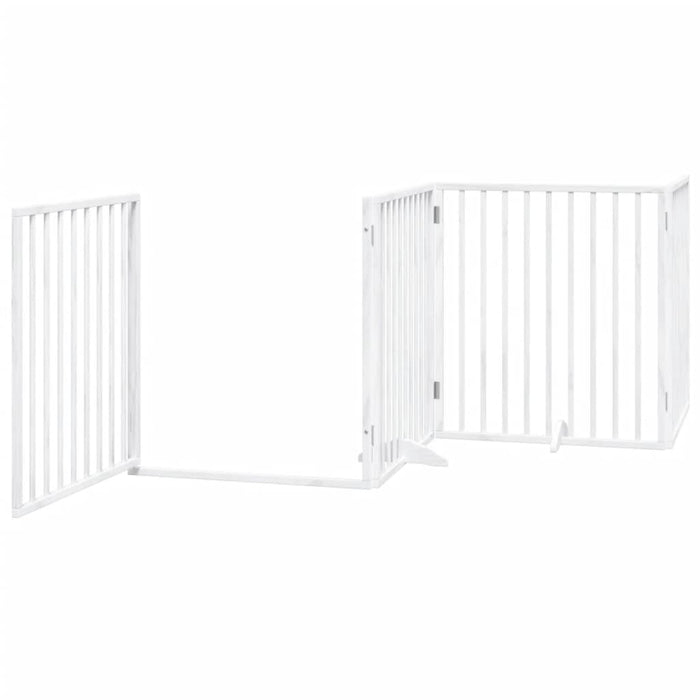 Dog Gate With Door Foldable 4 Panels White 320 Cm Poplar Wood Tpxoni