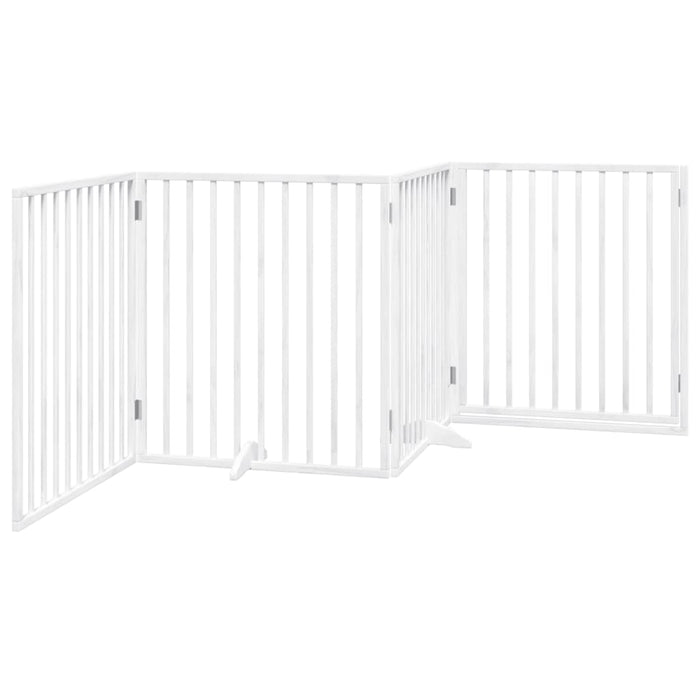 Dog Gate With Door Foldable 4 Panels White 320 Cm Poplar Wood Tpxoni