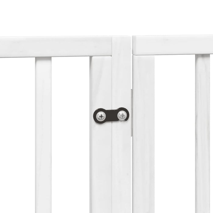 Dog Gate With Door Foldable 4 Panels White 320 Cm Poplar Wood Tpxoni