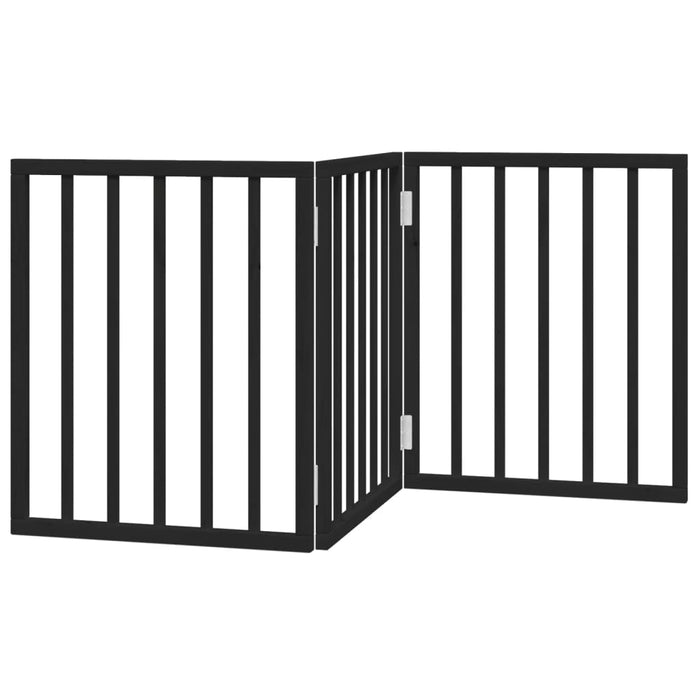 Dog Gate Foldable 3 Panels Black 150 Cm Poplar Wood Tpxonn
