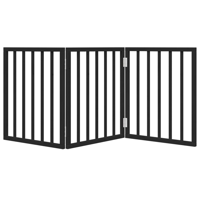 Dog Gate Foldable 3 Panels Black 150 Cm Poplar Wood Tpxonn