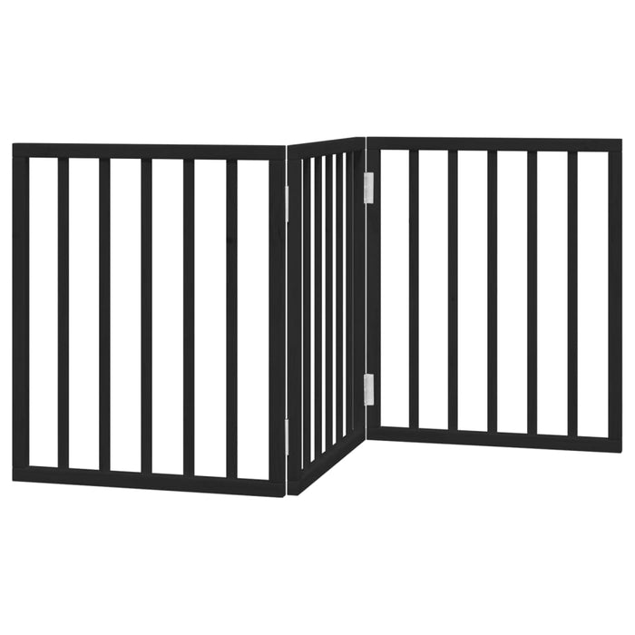 Dog Gate Foldable 3 Panels Black 150 Cm Poplar Wood Tpxonn