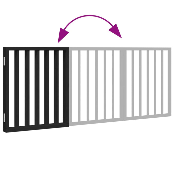 Dog Gate Foldable 3 Panels Black 150 Cm Poplar Wood Tpxonn